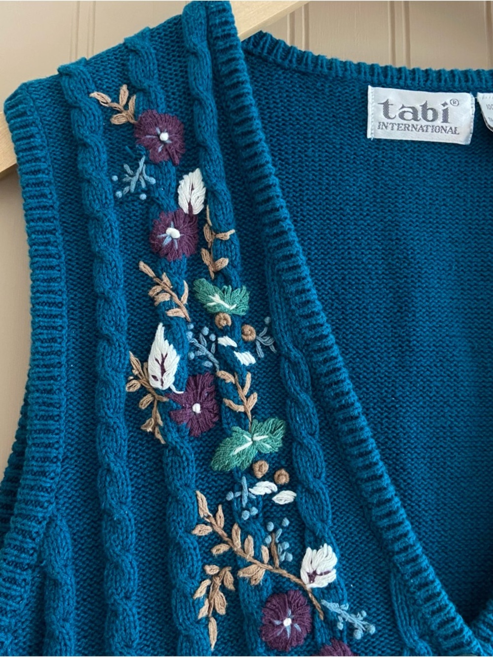 Vintage Tabi International 100% Cotton Floral Embroidered Vest Women’s Size M - Picture 3 of 6